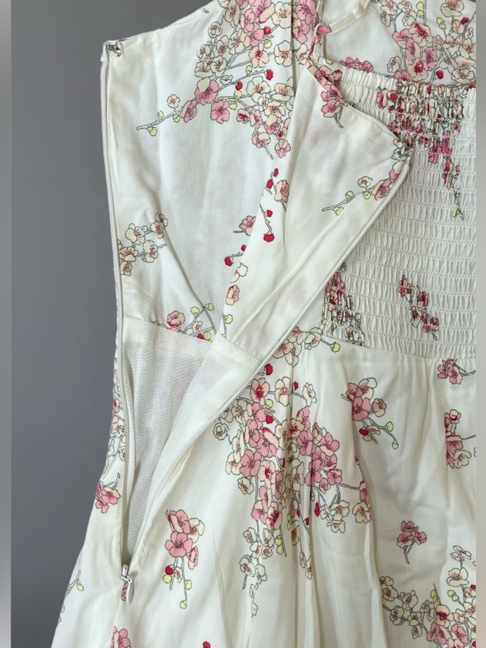 🌸 Old Navy White Cami Dress w/ Floral Print~Women’s Sz Sm~Spaghetti Straps~Lined - Picture 8 of 15